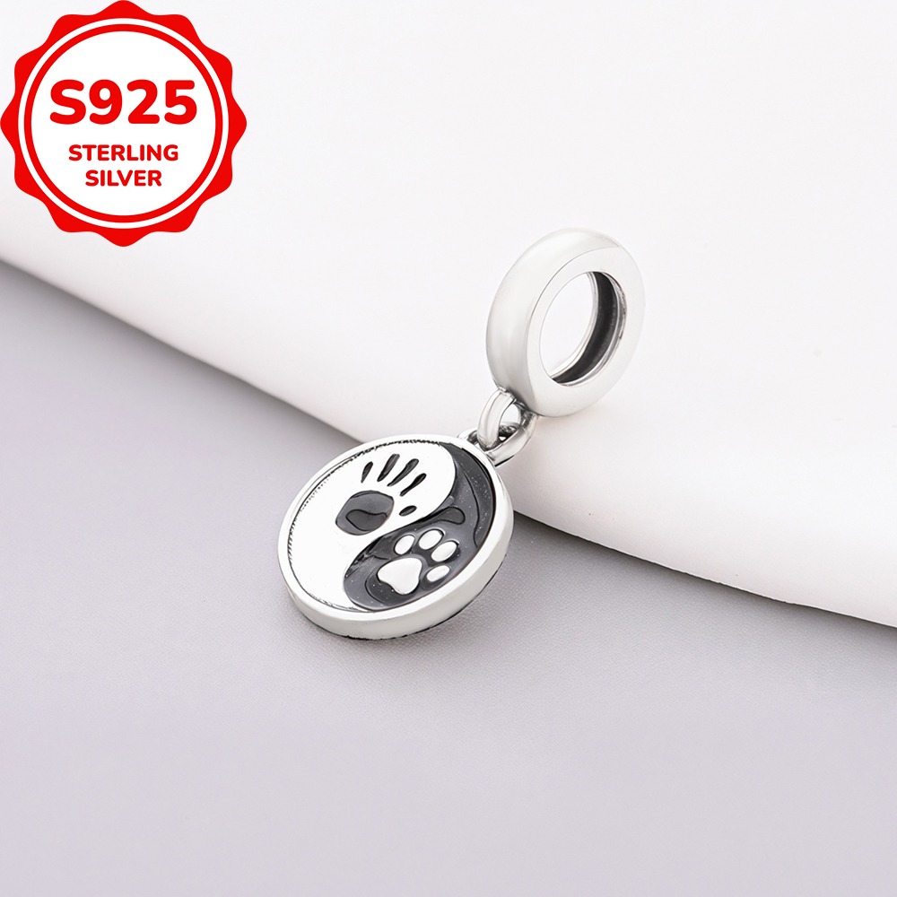 Creative Design Tai Chi Paw Print Pendant, 925 Sterling Silver